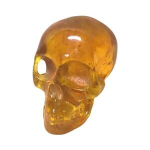 Skull Sculpture Figurine Decor Orange Honey Amber Antique Imperial Russian